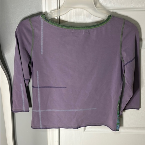Vibrant Purple and Green Women's Blouse - Picture 3 of 6